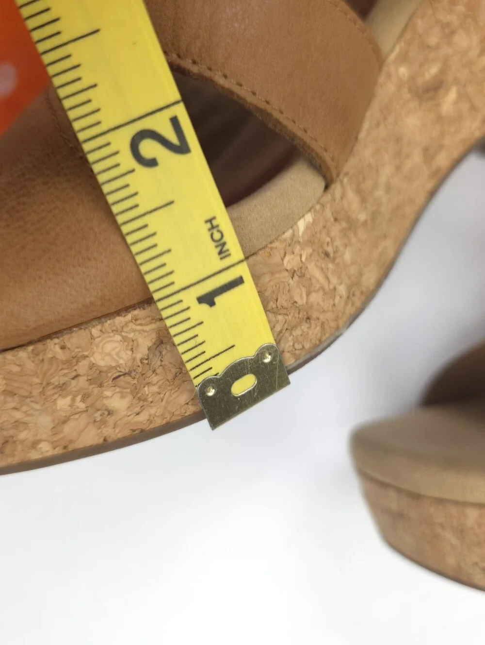 Clarks Collection Women's Tan Leather Platform Sandals 8½m
